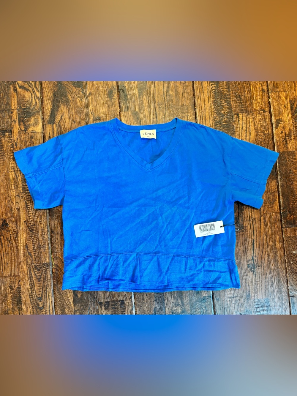Tenly girls v neck boxy top tee royal blue size XL (14) NWT
